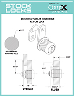 Disc tumbler reversible key cam lock – C8062 thumbnail image