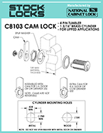 Pin tumbler cam lock, 1-3/16″ – C8103 thumbnail image