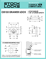 Pin tumbler half mortised drawer lock, 7/8″ – C8133 thumbnail image