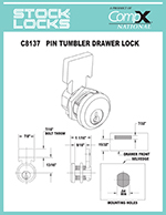 Pin tumbler metal drawer lock, 19/32″ – C8137 thumbnail image