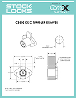 Disc tumbler drawer deadbolt lock – C8803 thumbnail image